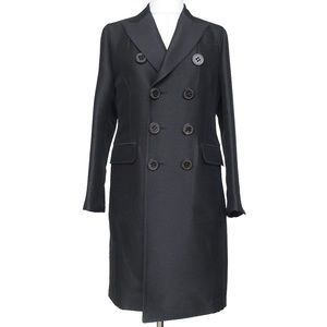 DSQUARED2 Jacket Coat Black Double Breasted Blazer Mid-Length Long Sz 44